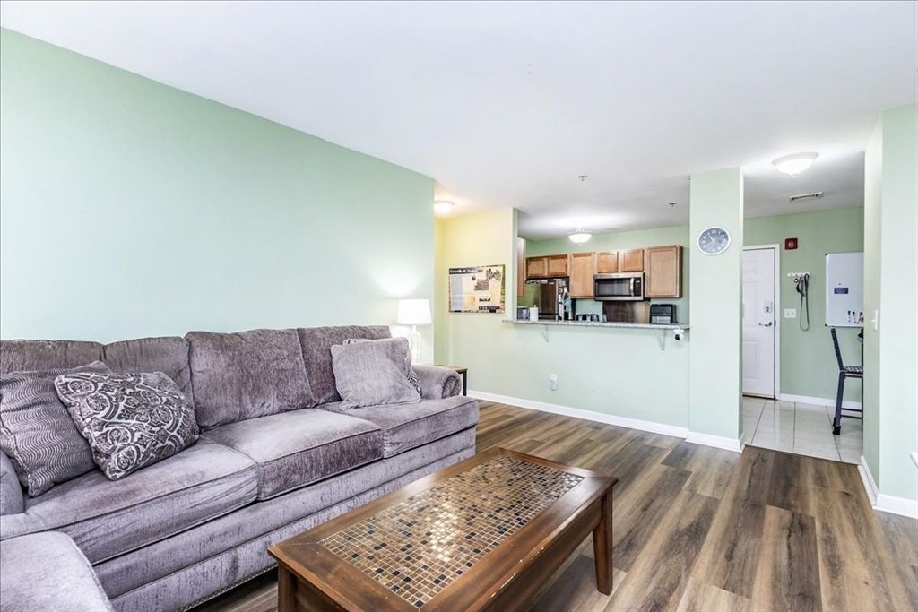 Interior, Kitchen, Living room, Stainless Steel Appliances, Wood Texture Flooring