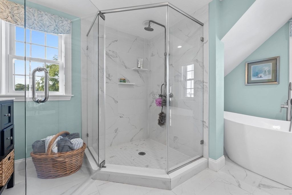 Bathroom, Glass Shower, Interior, Marble, Marble Walls