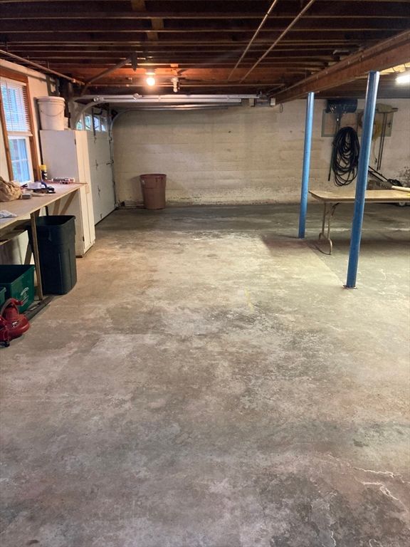 Garage, Interior, Stone Walls, Wooden Beams