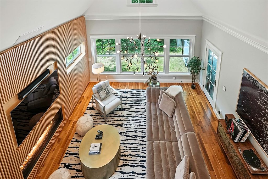 Chandelier, Interior, Living room, Wood Texture Flooring