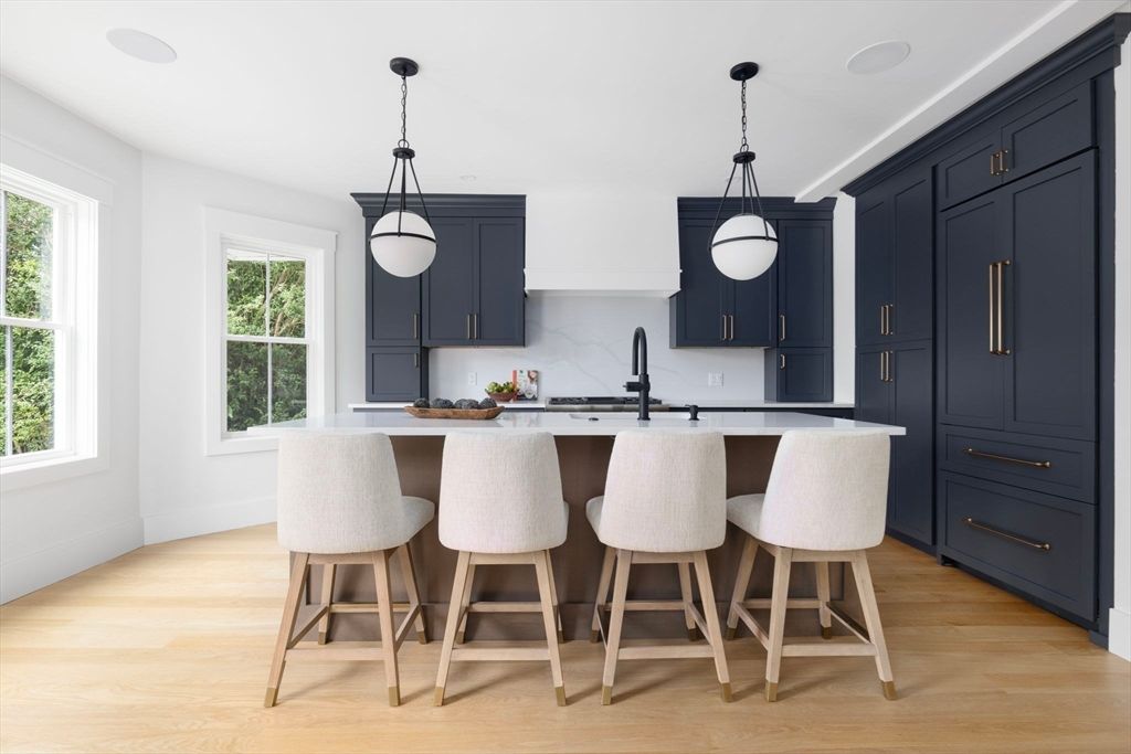 Interior, Kitchen, Pendant Lights, Wood Texture Flooring