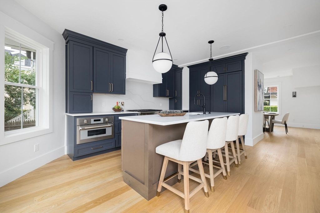 Interior, Kitchen, Pendant Lights, Stainless Steel Appliances, Wood Texture Flooring