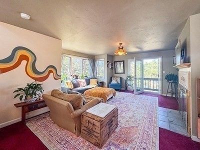 Chandelier, Fireplace, Interior, Living room
