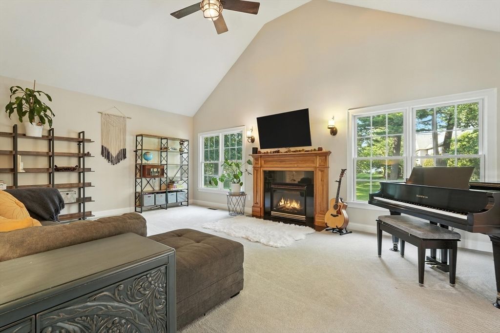 Fireplace, Interior, Living room, Piano