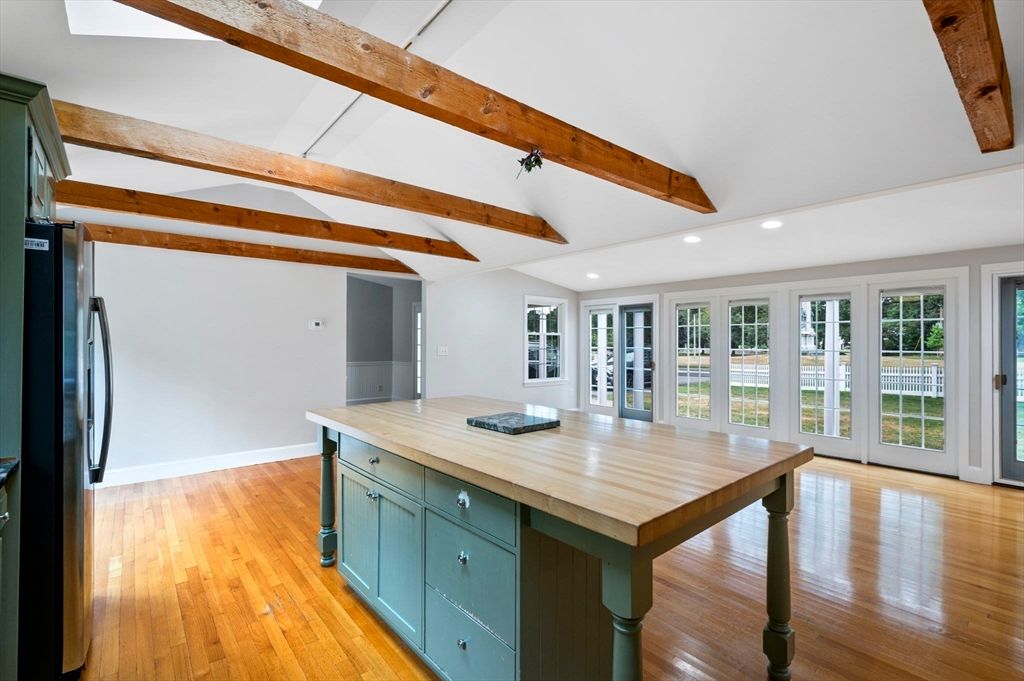Interior, Kitchen, Recessed Lighting, Wooden Beams, Wood Texture Flooring