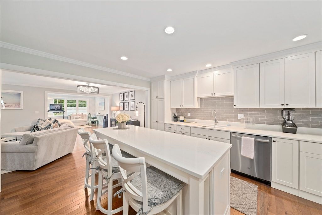 Interior, Kitchen, Living room, Recessed Lighting, Stainless Steel Appliances, Wood Texture Flooring