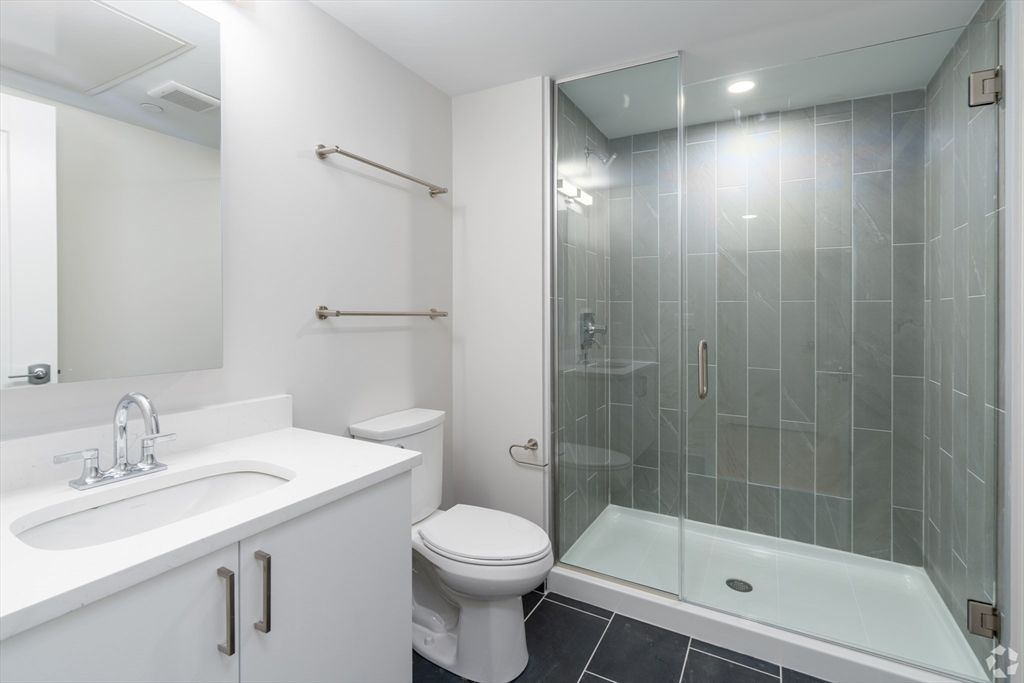 Bathroom, Glass Shower, Interior, Recessed Lighting