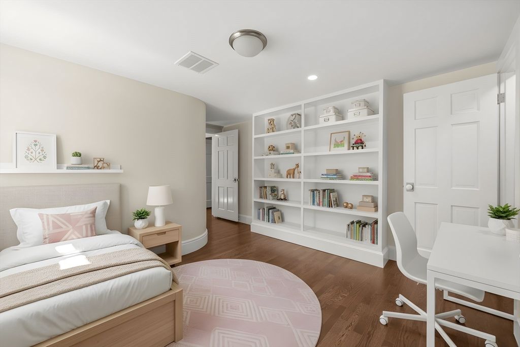 Bedroom, Home Office, Interior, Recessed Lighting, Wood Texture Flooring