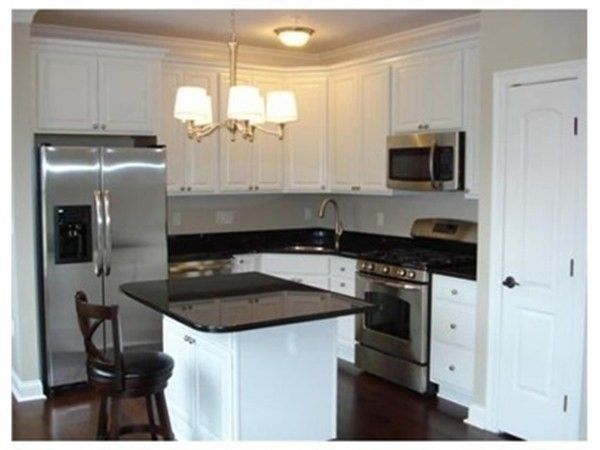 Chandelier, Interior, Kitchen, Stainless Steel Appliances, Wood Texture Flooring