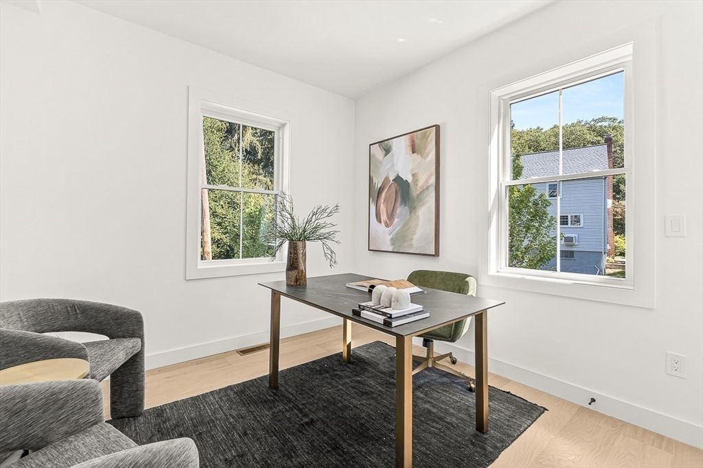Home Office, Interior, Recessed Lighting, Wood Texture Flooring