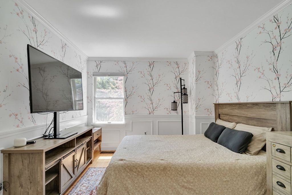 Bedroom, Interior, Marble Walls, Wood Texture Flooring