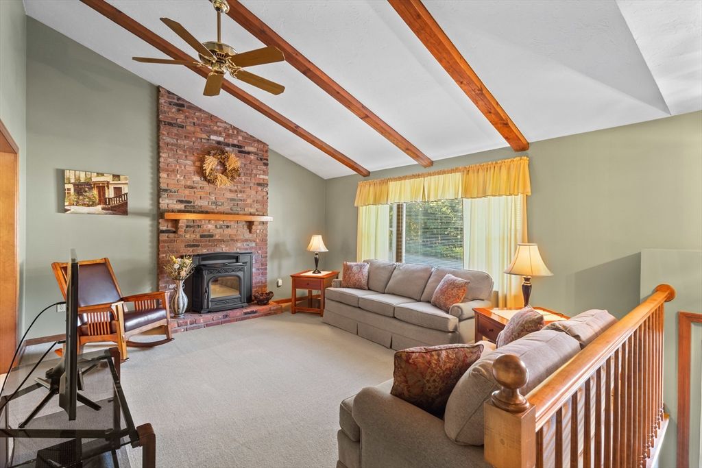 Fireplace, Interior, Living room, Stone Walls, Wooden Beams