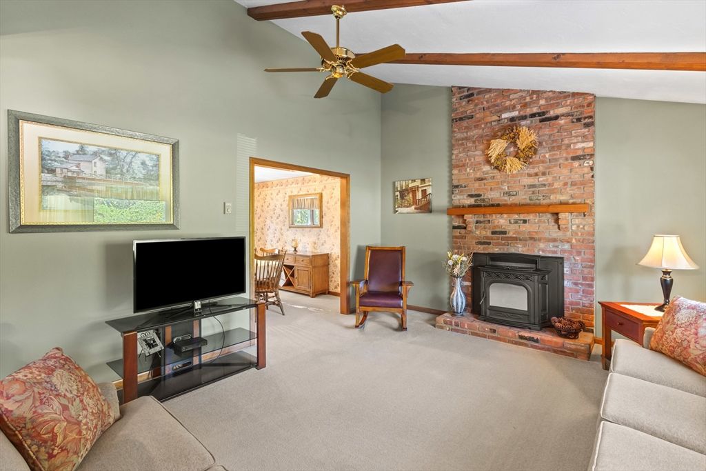 Fireplace, Interior, Stone Walls, Wooden Beams