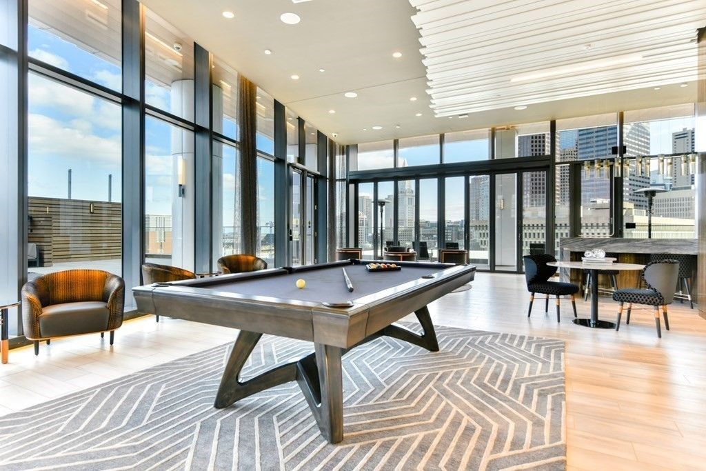 Billiard Table, Game Room, Interior, Recessed Lighting, Wood Texture Flooring