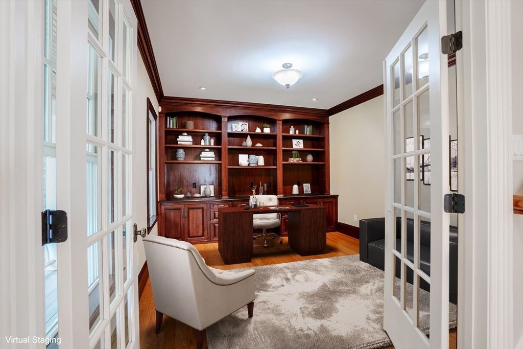 Home Office, Interior, Recessed Lighting, Wood Texture Flooring