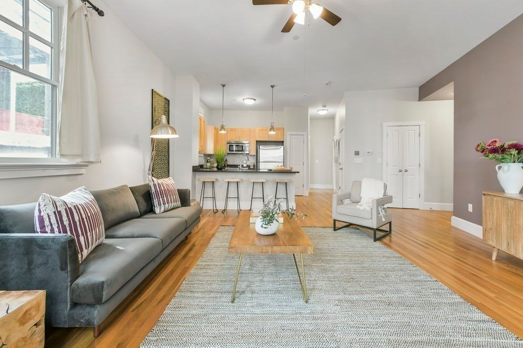 Interior, Kitchen, Living room, Pendant Lights, Stainless Steel Appliances, Wood Texture Flooring