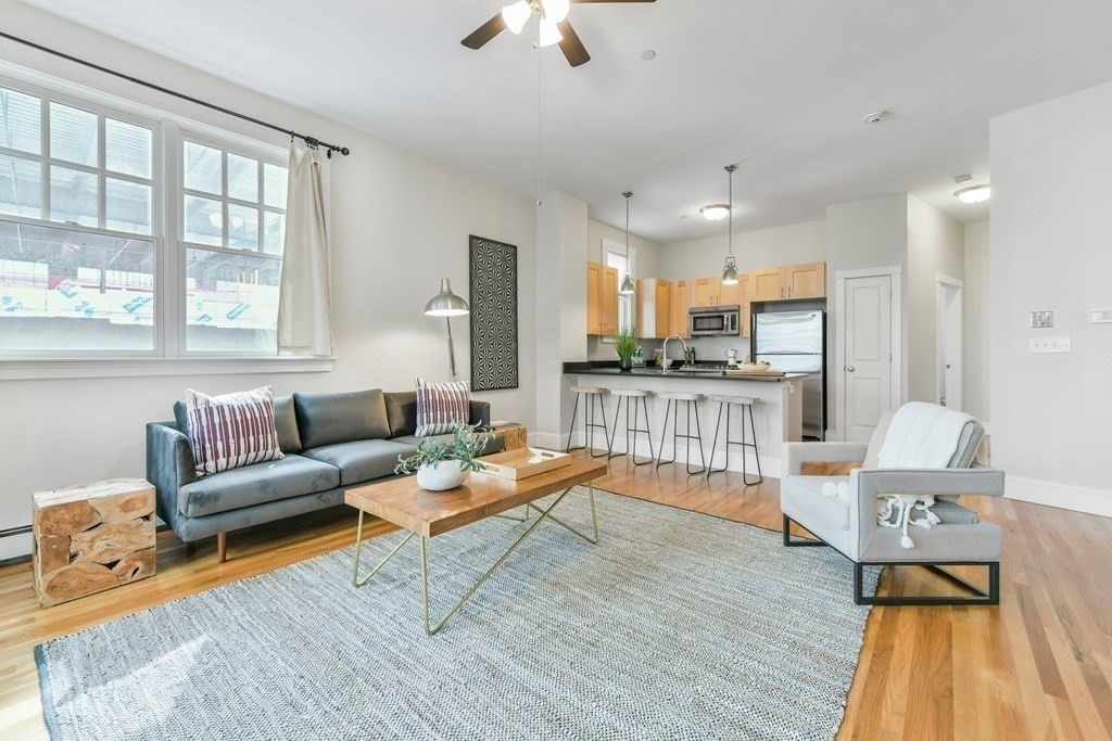 Interior, Kitchen, Living room, Pendant Lights, Stainless Steel Appliances, Wood Texture Flooring