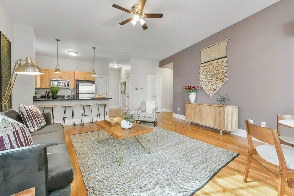Interior, Kitchen, Living room, Pendant Lights, Stainless Steel Appliances, Wood Texture Flooring