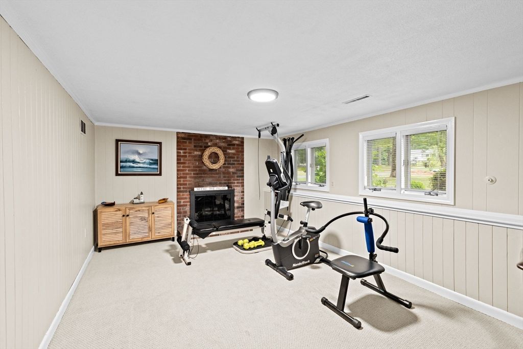 Fireplace, Fitness Equipment, Interior, Stone Walls