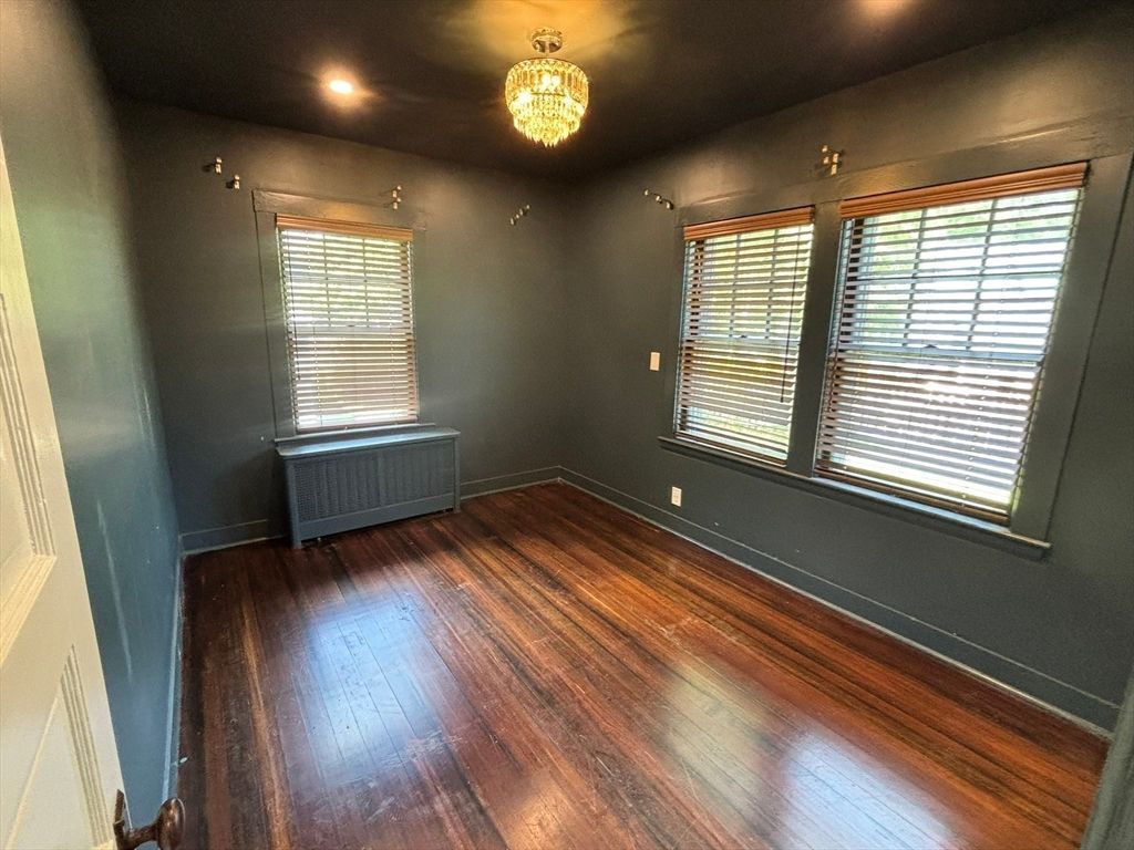 Chandelier, Empty room, Interior, Recessed Lighting, Wood Texture Flooring