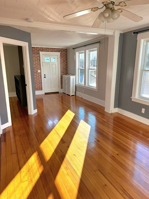 Empty room, Interior, Stone Walls, Wood Texture Flooring