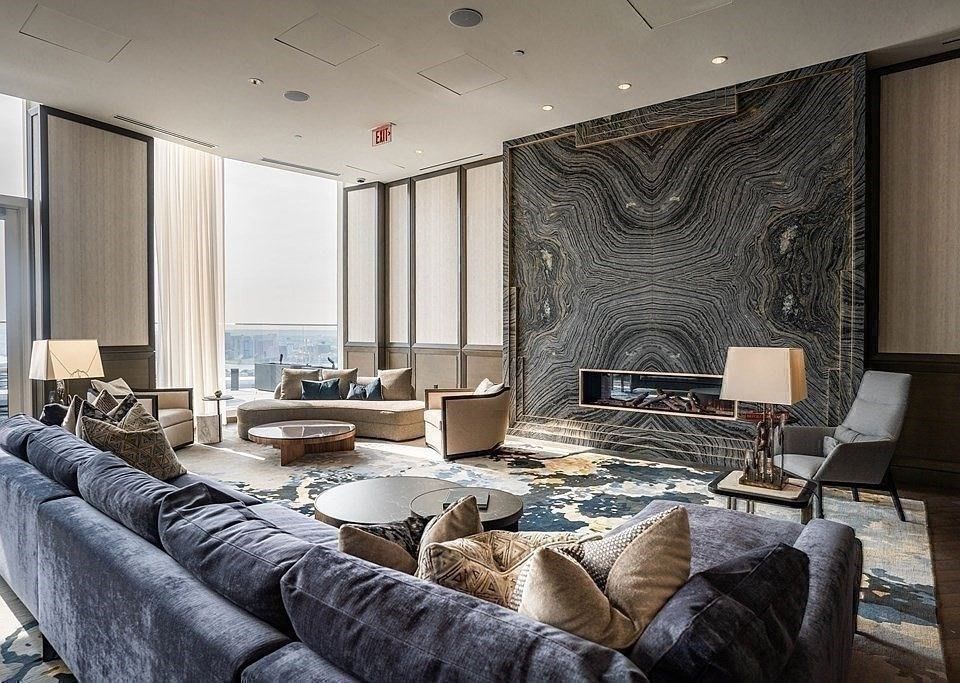 Fireplace, Interior, Living room, Recessed Lighting, Water