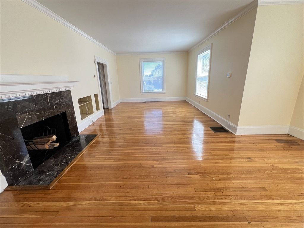 Empty room, Fireplace, Interior, Wood Texture Flooring