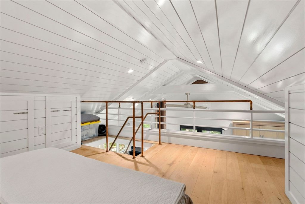 Garage, Interior, Recessed Lighting, Wood Texture Flooring