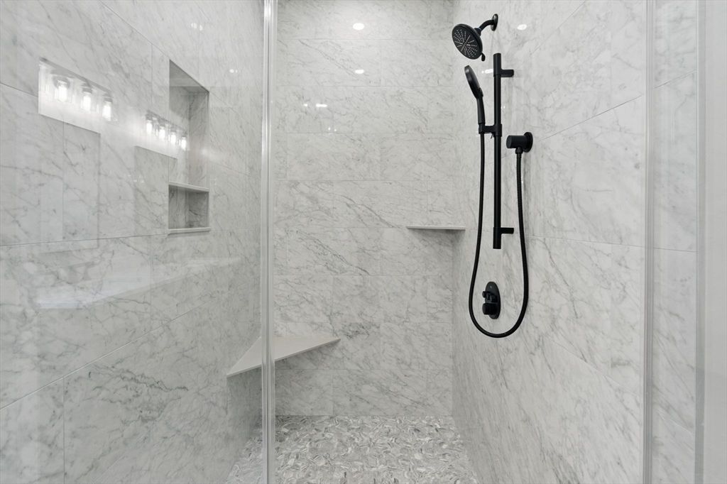 Bathroom, Glass Shower, Interior, Marble Walls