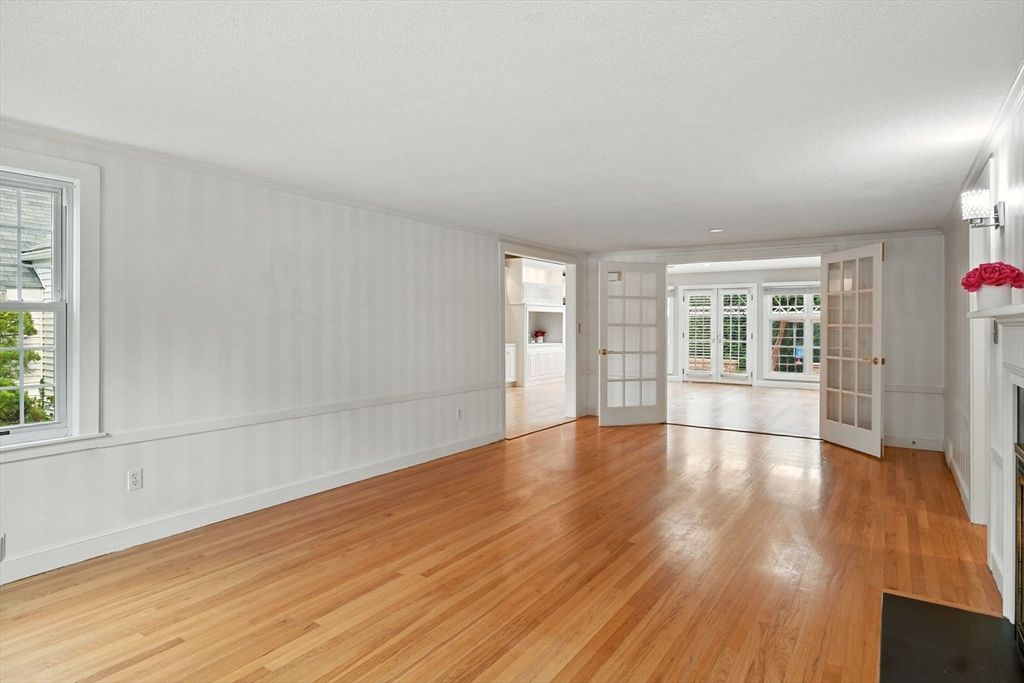 Empty room, Fireplace, Interior, Recessed Lighting, Wood Texture Flooring