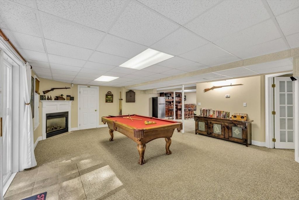 Billiard Table, Fireplace, Game Room, Interior, Recessed Lighting