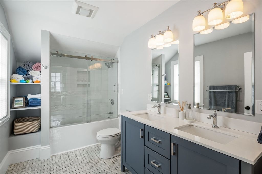 Bathroom, Dual Sink Vanities, Glass Shower, Interior