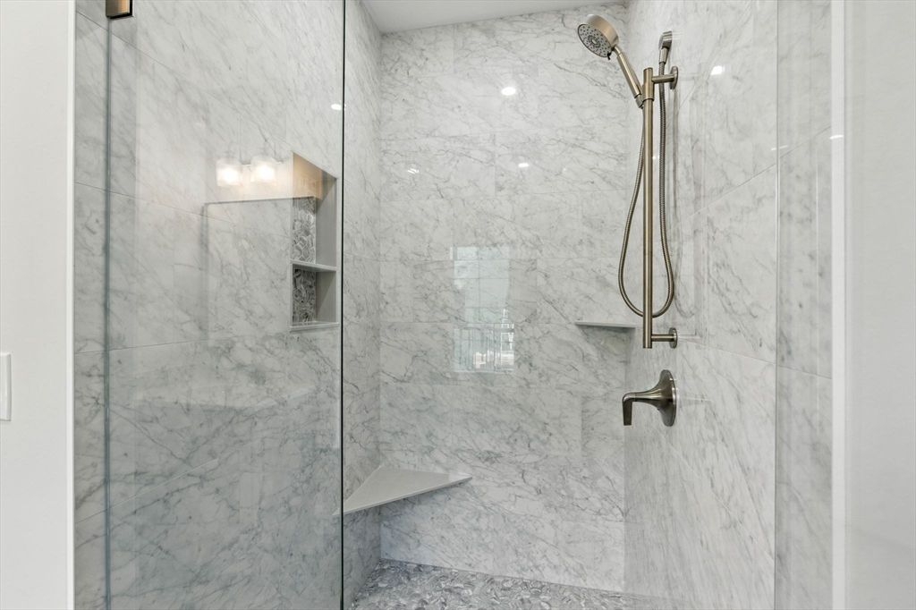 Bathroom, Glass Shower, Interior, Marble Walls