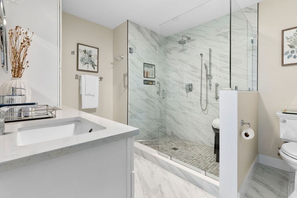 Bathroom, Glass Shower, Interior, Marble, Marble Walls