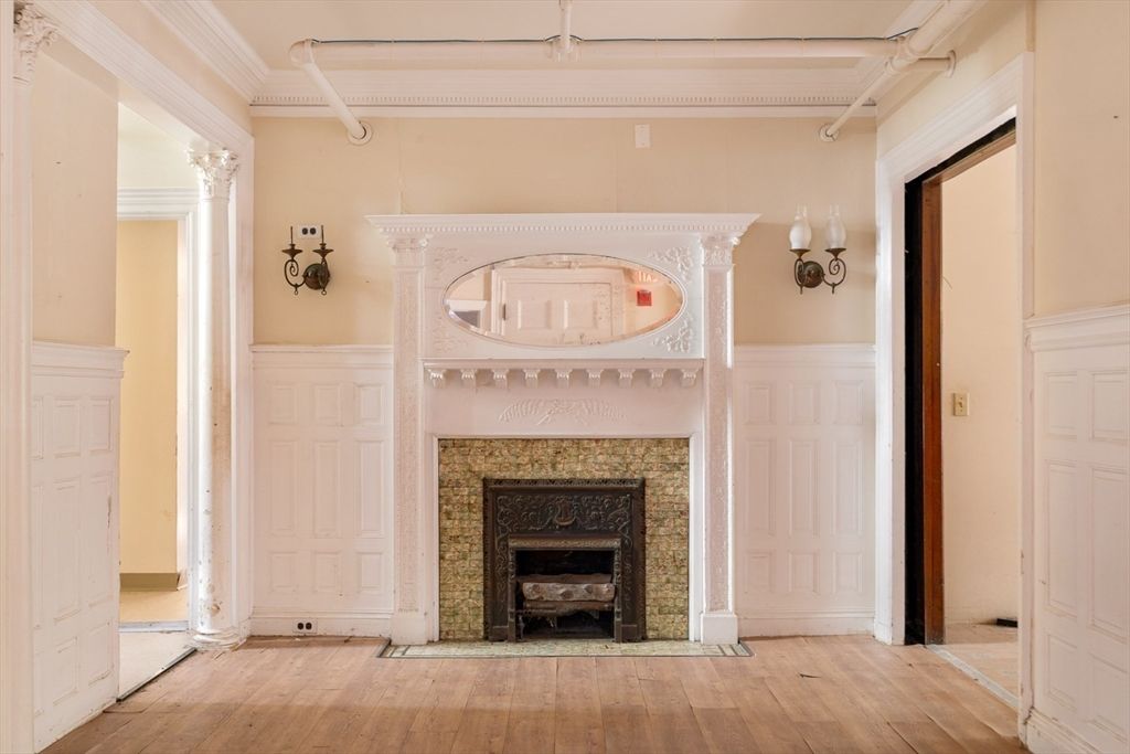 Fireplace, Interior, Wood Texture Flooring