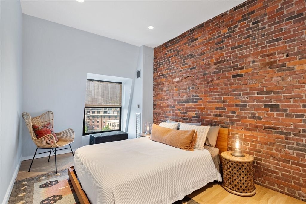 Bedroom, Interior, Recessed Lighting, Stone Walls