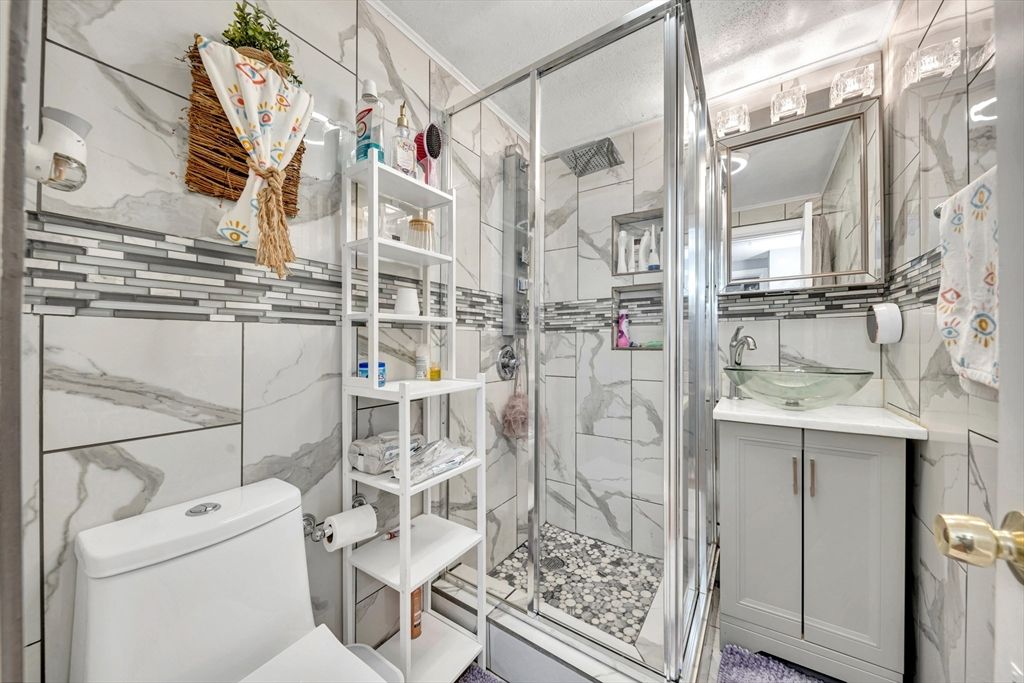 Bathroom, Glass Shower, Interior, Marble Walls