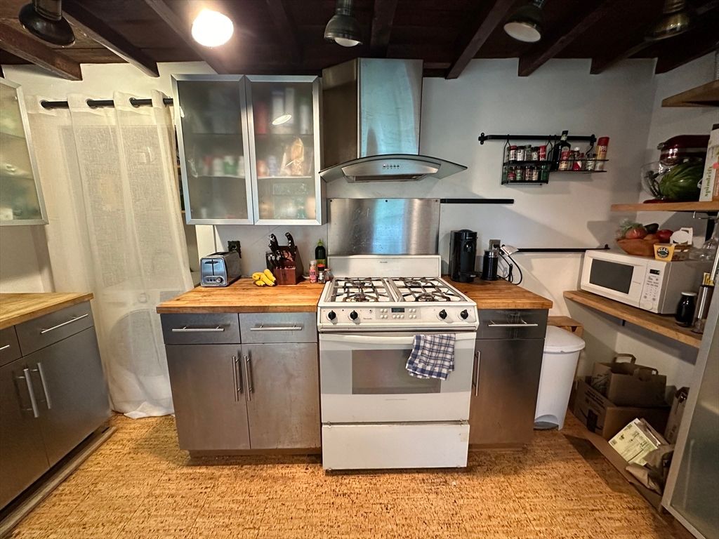 Interior, Kitchen, Stainless Steel Appliances, Wooden Beams
