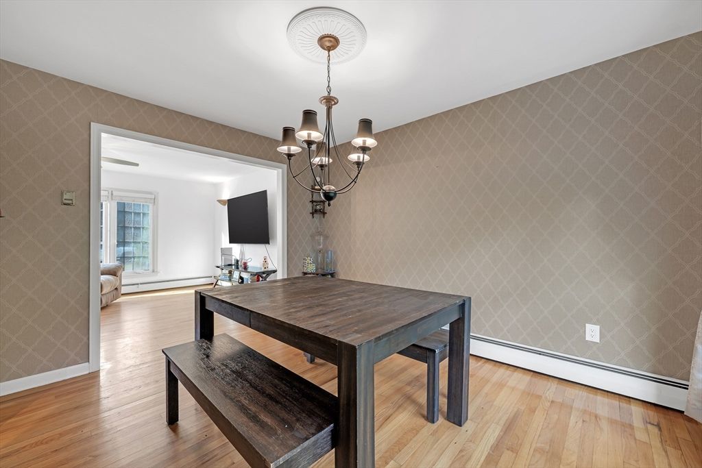 Chandelier, Dining room, Interior, Wood Texture Flooring