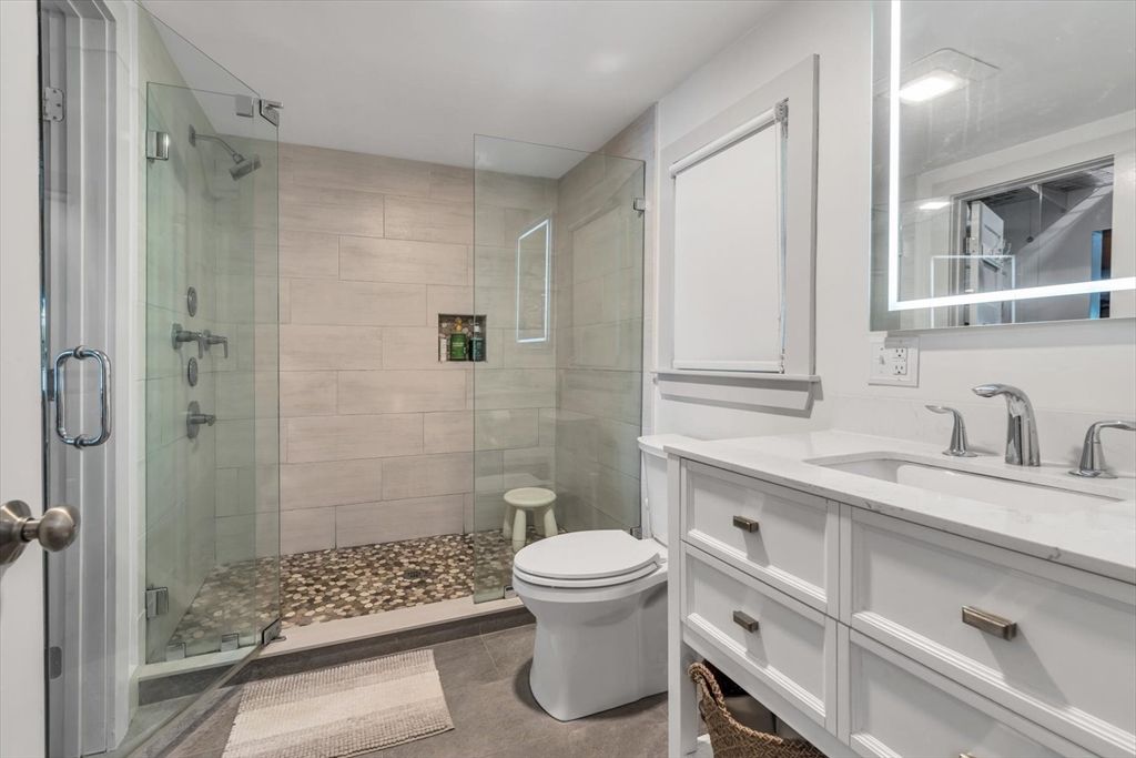 Bathroom, Glass Shower, Interior, Recessed Lighting