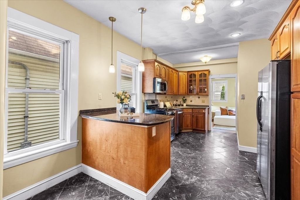 Interior, Kitchen, Marble, Pendant Lights, Recessed Lighting