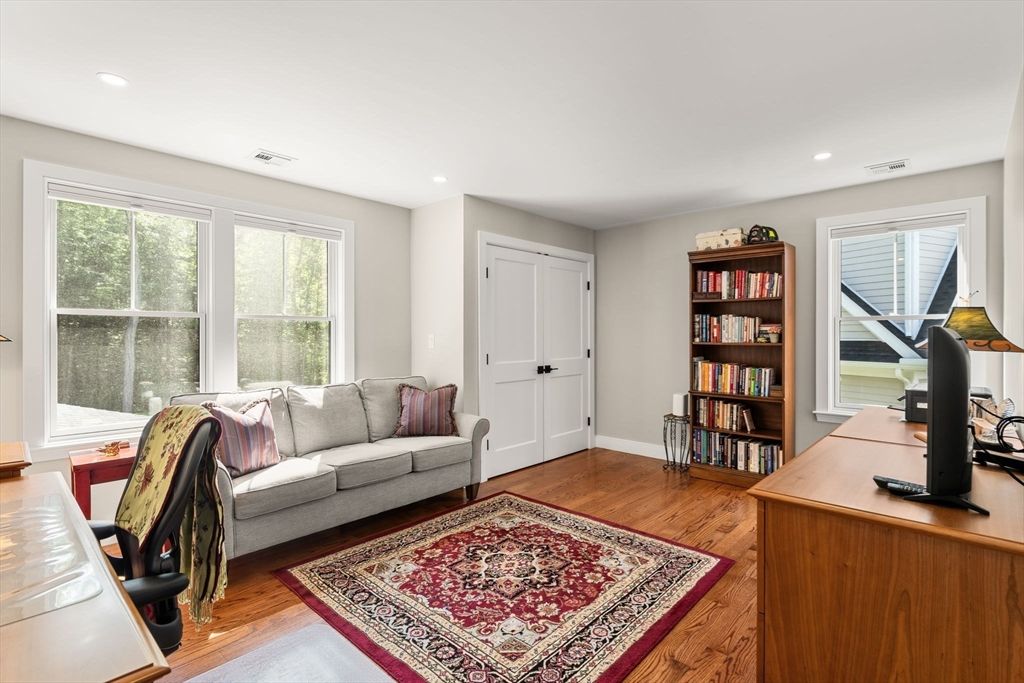 Home Office, Interior, Recessed Lighting, Wood Texture Flooring