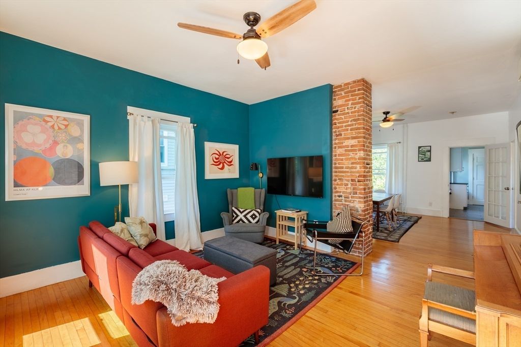 Interior, Living room, Stone Walls, Wood Texture Flooring