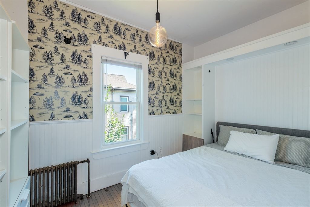 Bedroom, Interior, Pendant Lights, Wood Texture Flooring