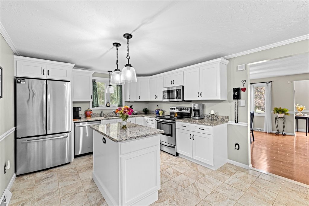 Interior, Kitchen, Pendant Lights, Stainless Steel Appliances, Wood Texture Flooring