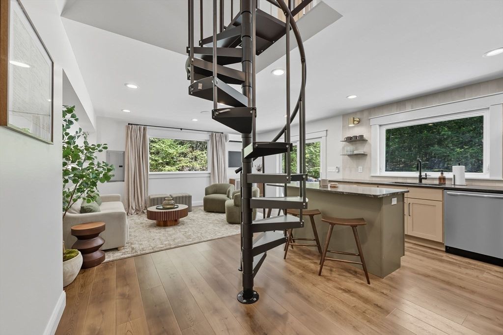 Interior, Kitchen, Recessed Lighting, Wood Texture Flooring