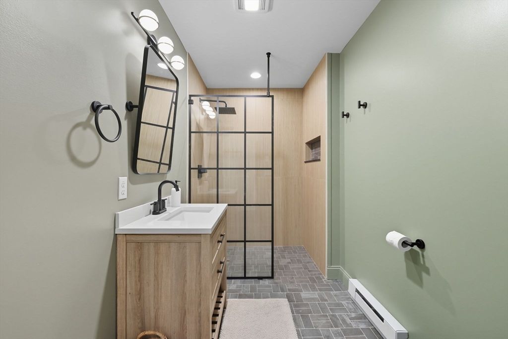 Bathroom, Dual Sink Vanities, Glass Shower, Interior, Recessed Lighting