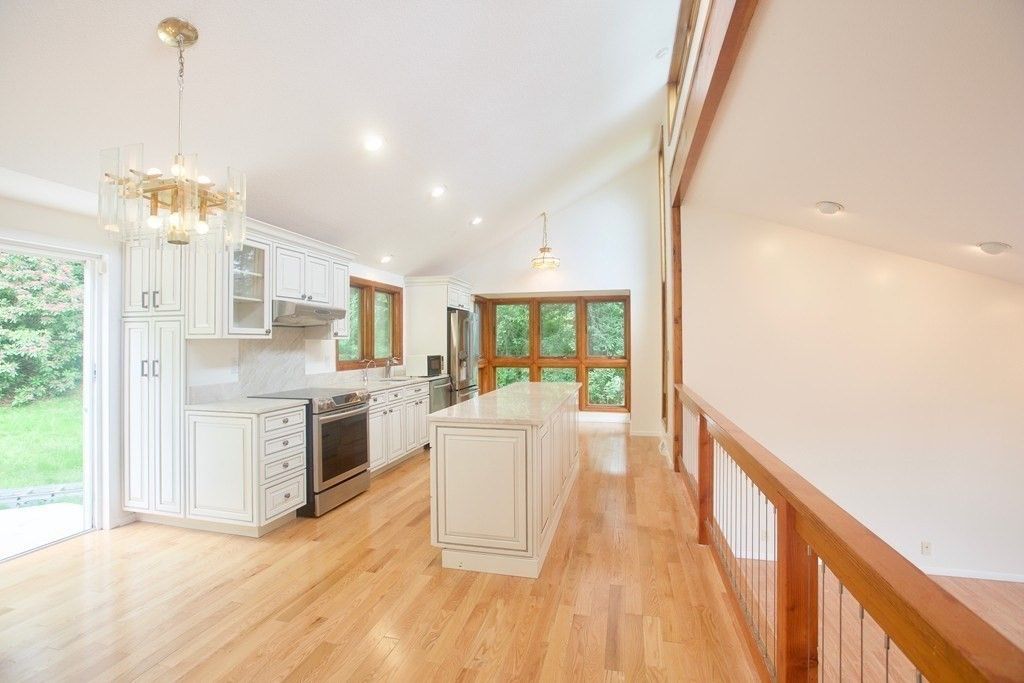 Chandelier, Interior, Kitchen, Pendant Lights, Recessed Lighting, Wood Texture Flooring