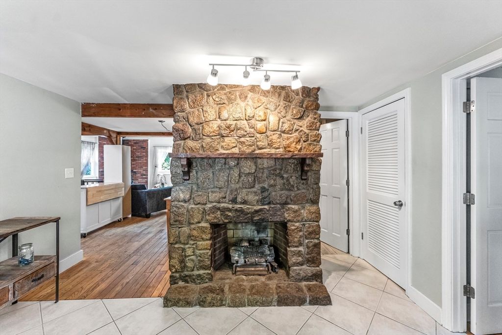 Fireplace, Interior, Stone Walls, Wood Texture Flooring