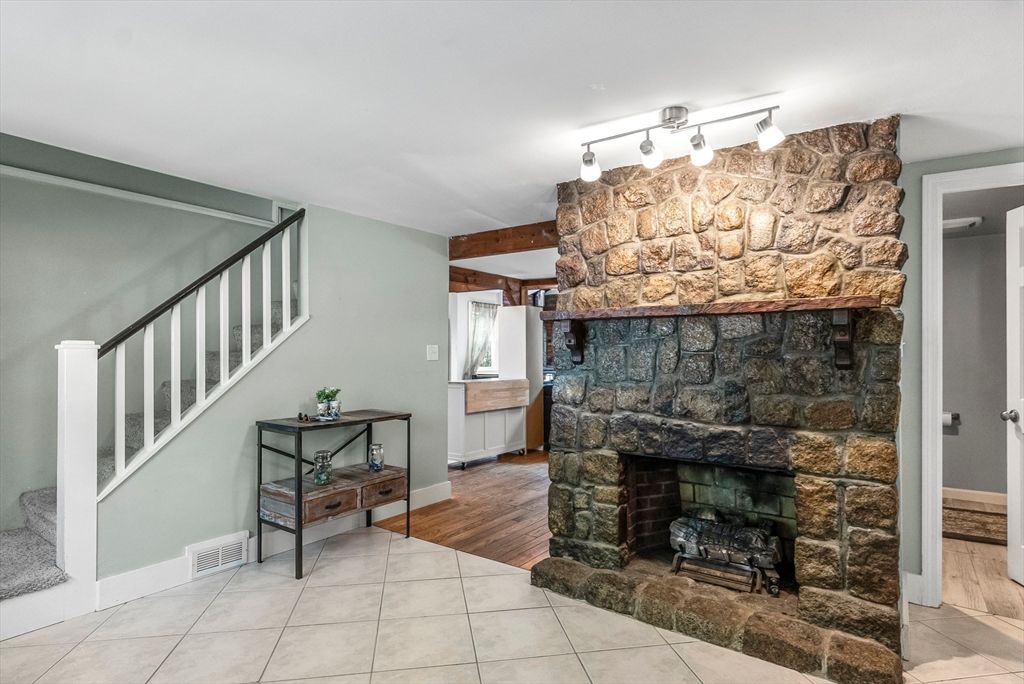 Fireplace, Interior, Stone Walls, Wood Texture Flooring